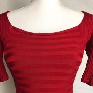 Wayne Rogers Silk Spandex Ribbed Red Top Small